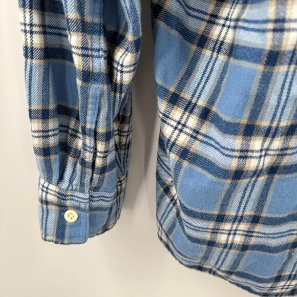 American Eagle Flannel Men's Size XL Super Soft NWT Blue Plaid Detachable Hoodie - Picture 11 of 16
